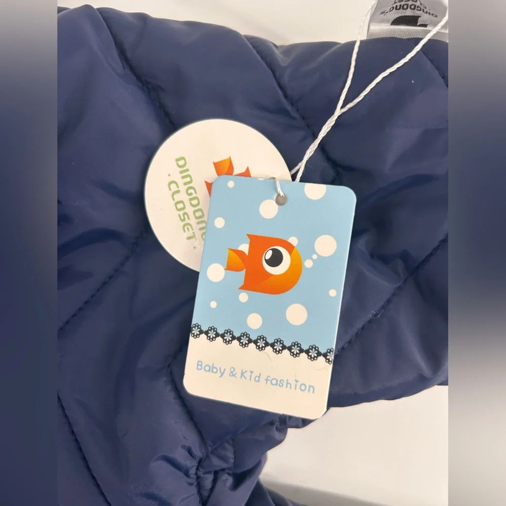 Baby‎ Snowsuit 12-18 Months Blue Hooded Puffer Fleece Lined Winter Bunting